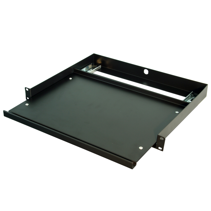 1RU Slide-Out Metal Rack Mount Shelf; 350mm Deep - Black