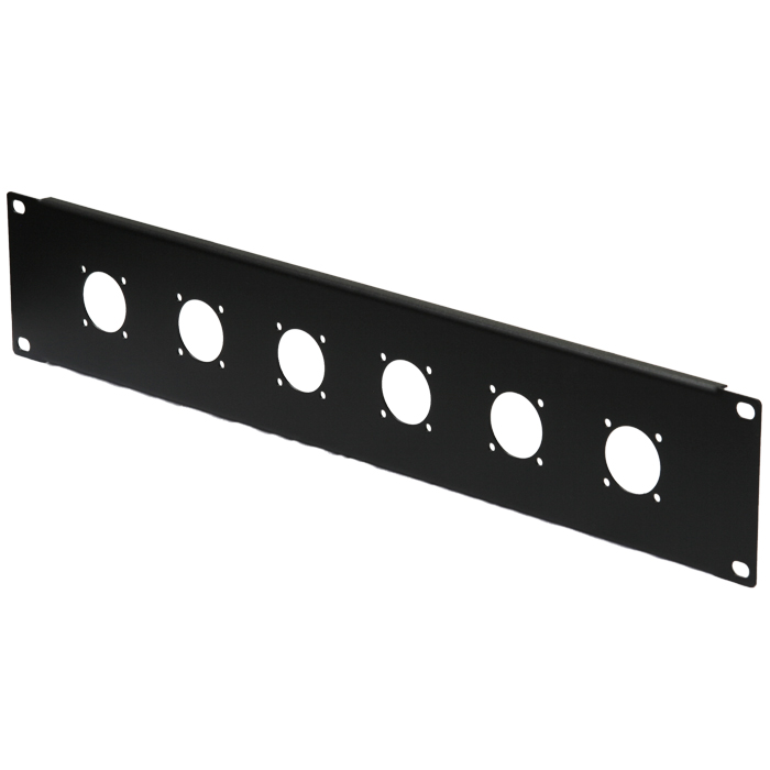 2RU 6 Connector 19" Rack Mount Panel - Black