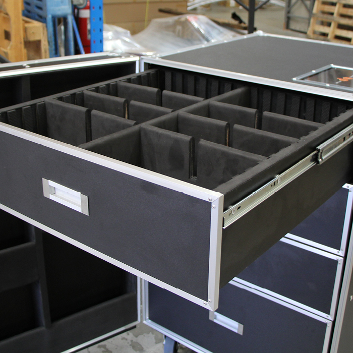 Standard Drawers (4) Case; 5 Shelves in Front Door (with Castor - 5 in Total) - Black - Image 2