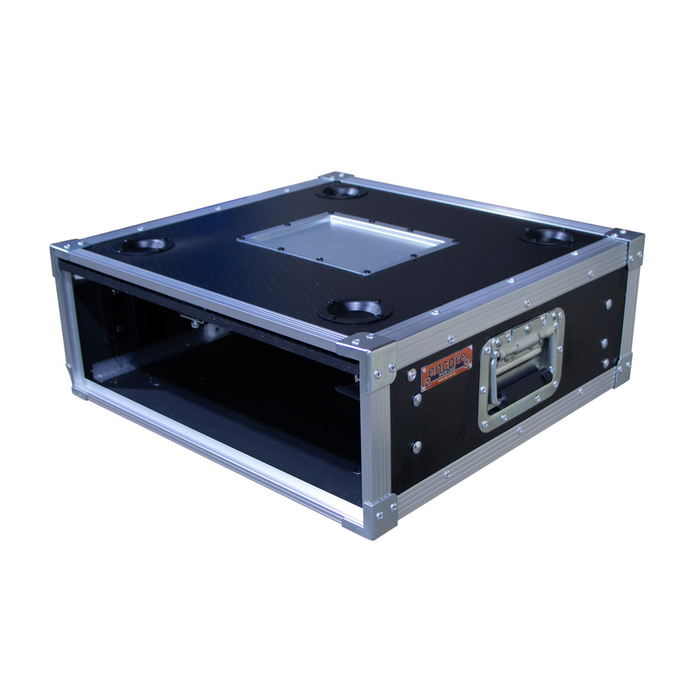 2RU Standard 19" Rack Mount Case with Over & Under Slide-Away Doors; 400mmD External; Stackable - Black - Image 2
