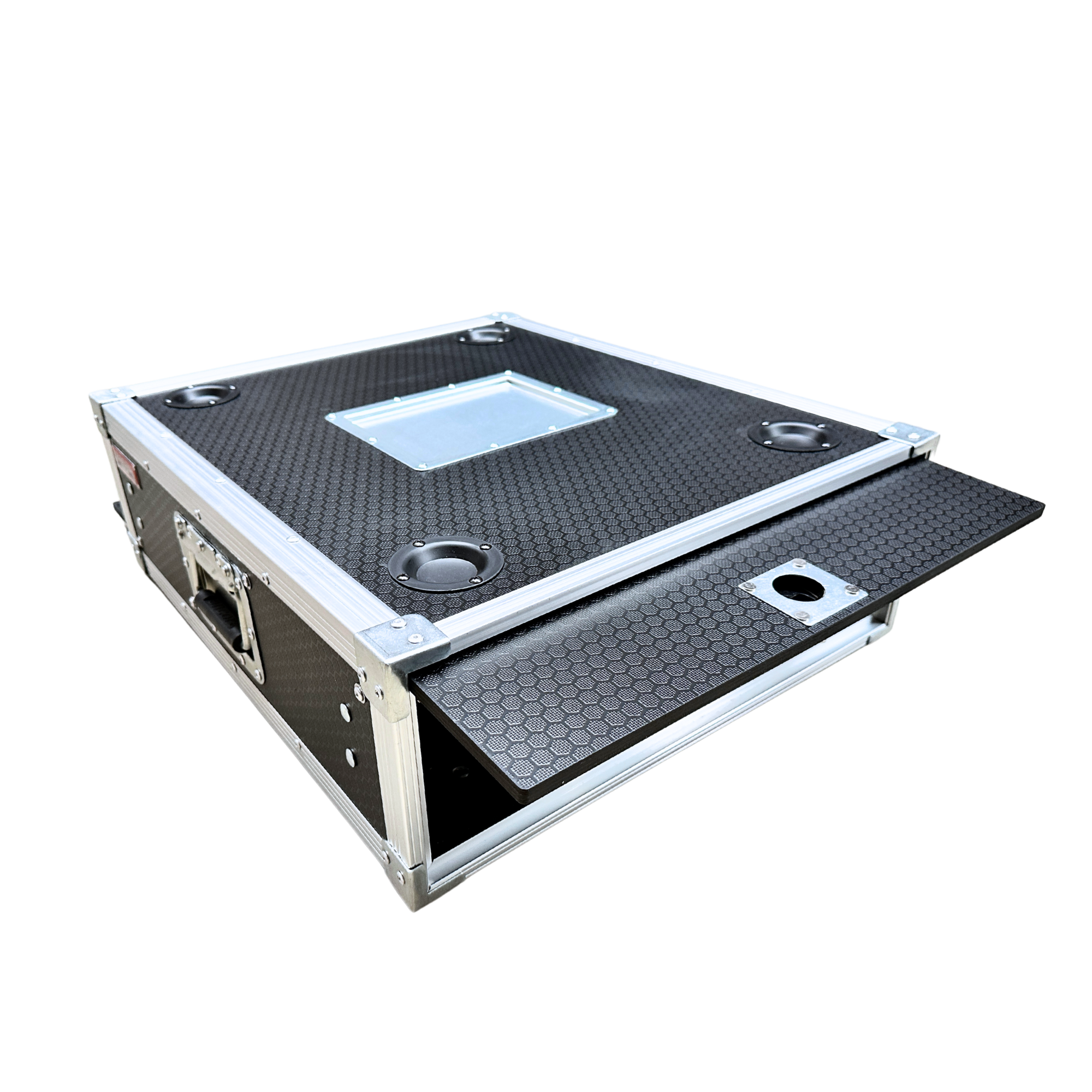 2RU Standard 19" Rack Mount Case with Over & Under Slide-Away Doors; 500mmD External; Stackable - Black - Image 3