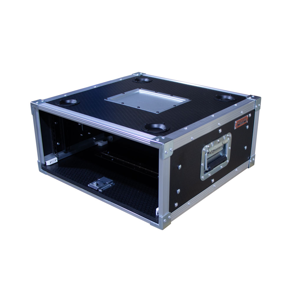 3RU Standard 19" Rack Mount Case with Over & Under Slide-Away Doors; 400mmD External; Stackable - Black - Image 2