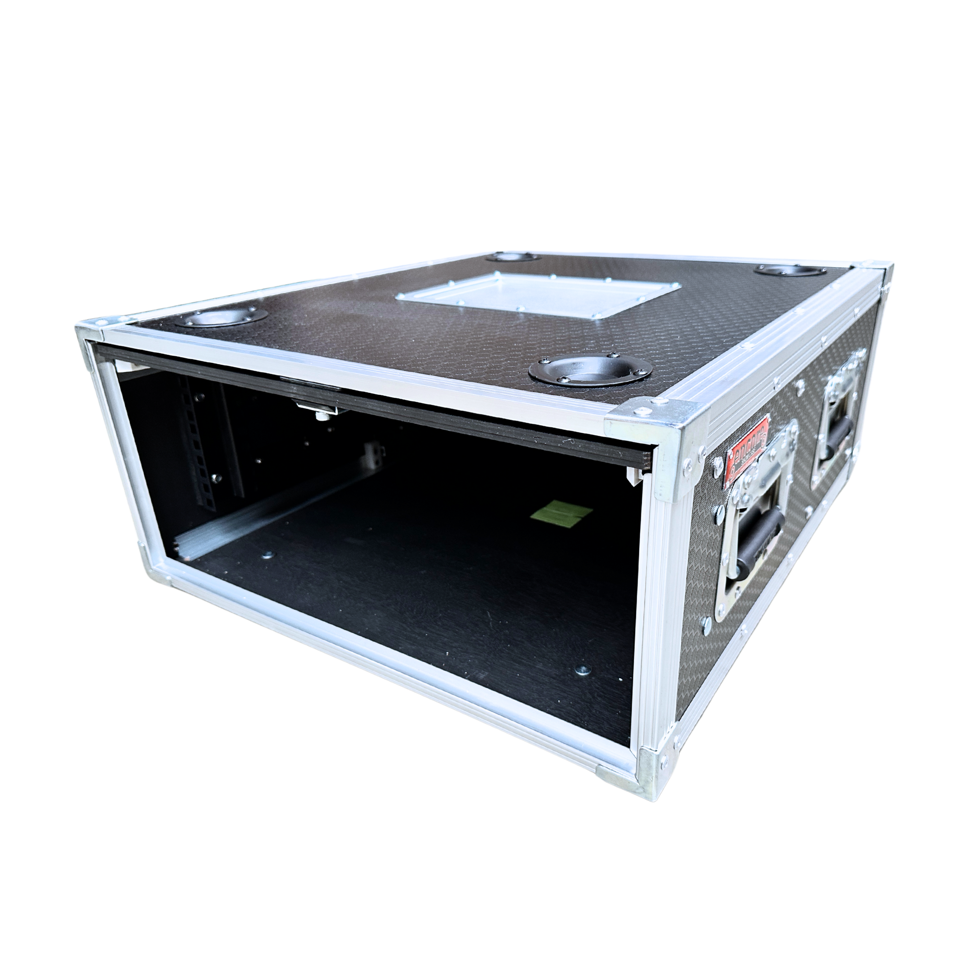 3RU Standard 19" Rack Mount Case with Over & Under Slide-Away Doors; 500mmD External; Stackable - Black - Image 2
