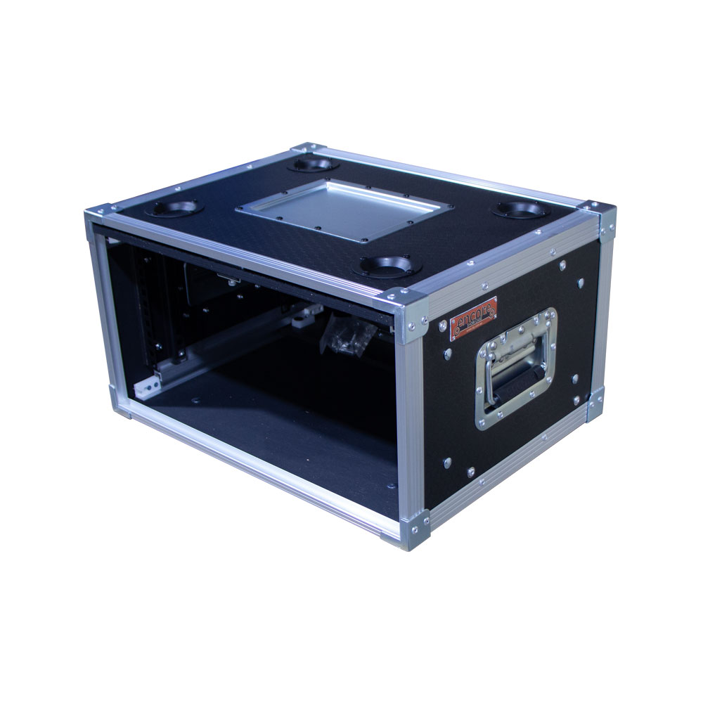 4RU Standard 19" Rack Mount Case with Over & Under Slide-Away Doors; 300mmD External; Stackable - Black - Image 2