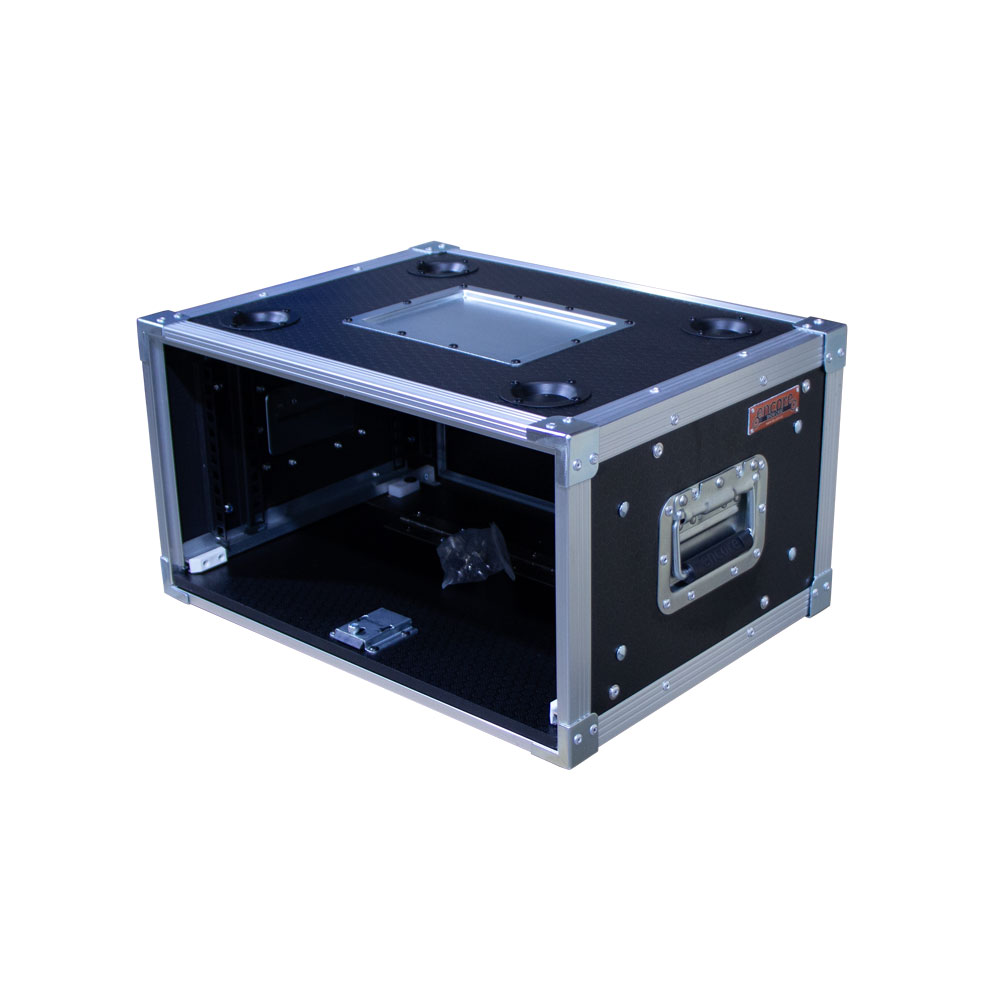 4RU Standard 19" Rack Mount Case with Over & Under Slide-Away Doors; 300mmD External; Stackable - Black - Image 3