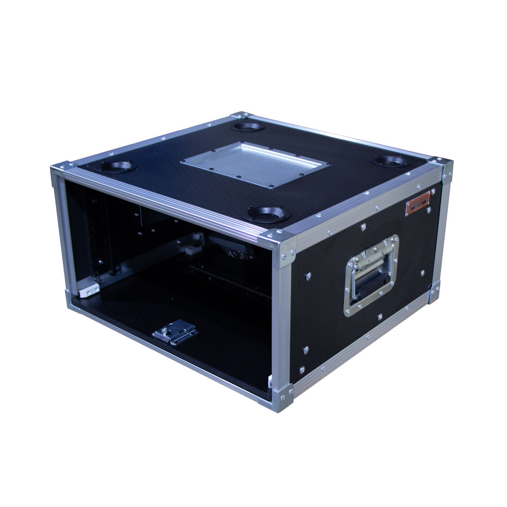 4RU Standard 19" Rack Mount Case with Over & Under Slide-Away Doors; 400mmD External; Stackable - Black - Image 2