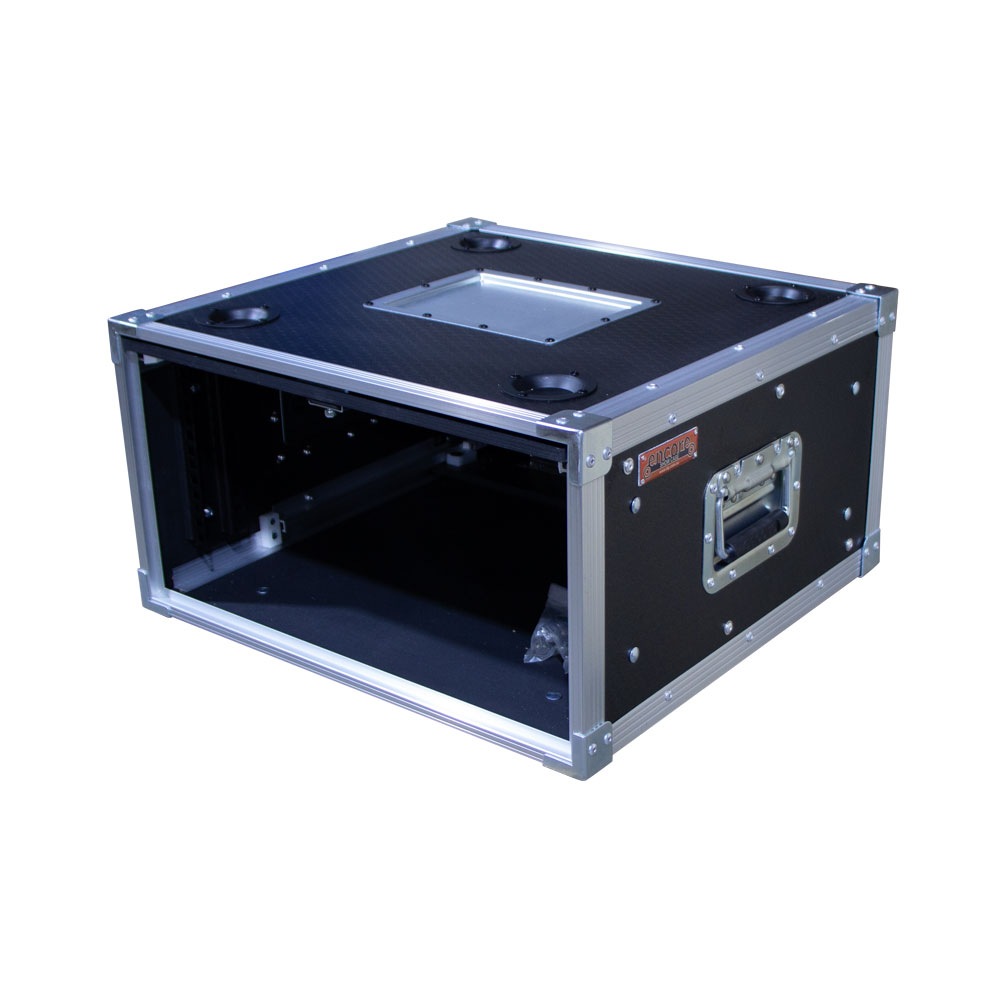 4RU Standard 19" Rack Mount Case with Over & Under Slide-Away Doors; 400mmD External; Stackable - Black - Image 3