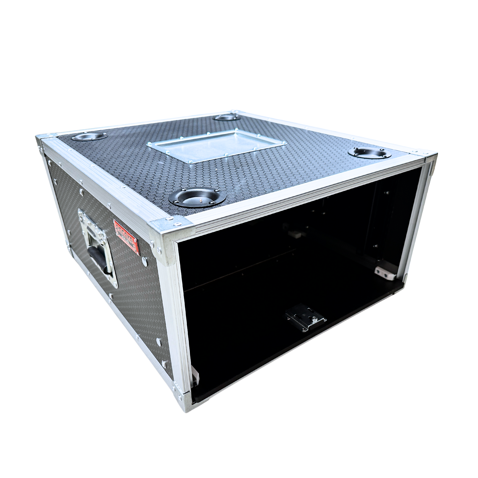 4RU Standard 19" Rack Mount Case with Over & Under Slide-Away Doors; 500mmD External; Stackable - Black - Image 2