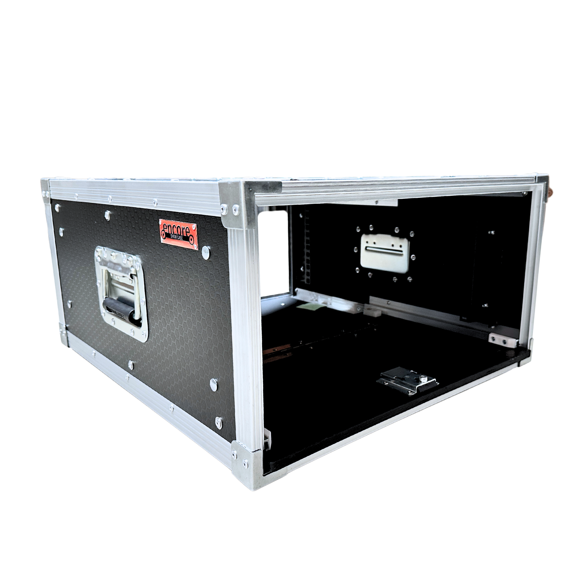 4RU Standard 19" Rack Mount Case with Over & Under Slide-Away Doors; 500mmD External; Stackable - Black - Image 3