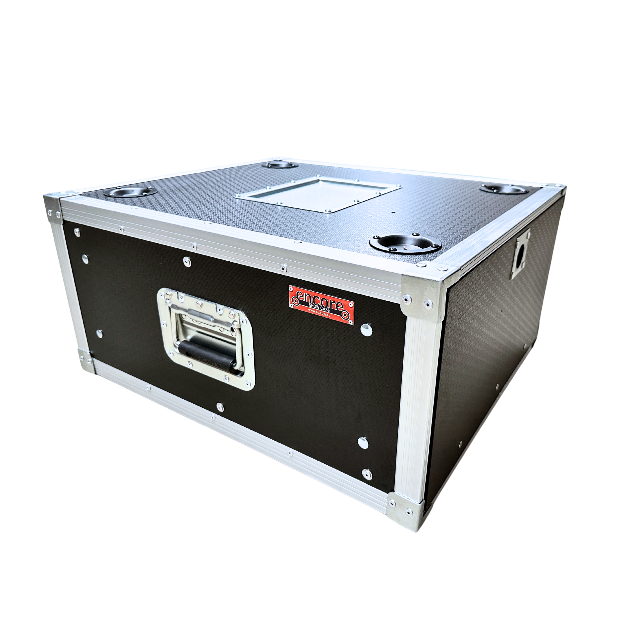 4RU Standard 19" Rack Mount Case with Over & Under Slide-Away Doors; 500mmD External; Stackable - Black