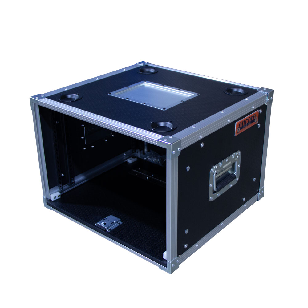 6RU Standard 19" Rack Mount Case with Over & Under Slide-Away Doors; 400mmD External; Stackable - Black - Image 3