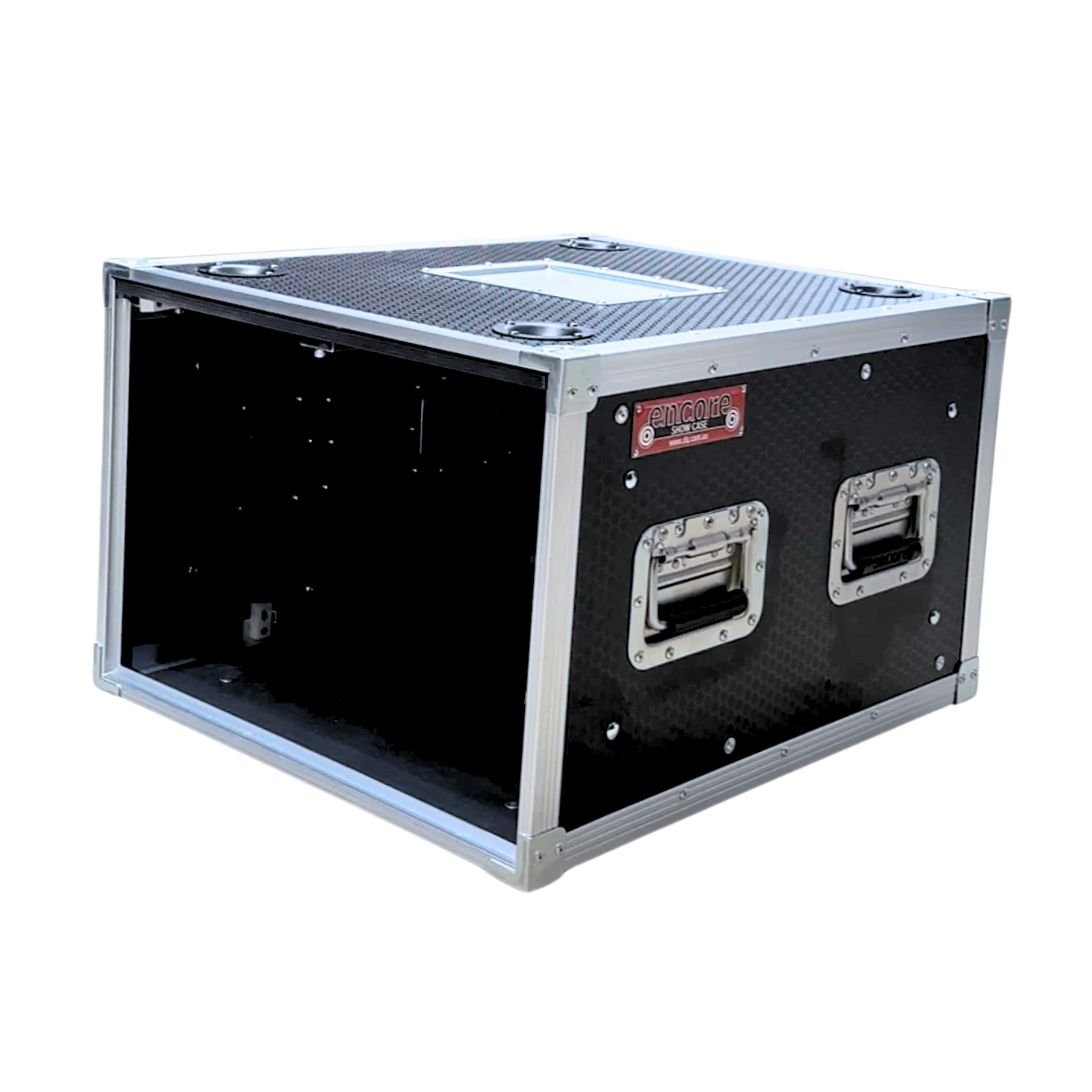 6RU Standard 19" Rack Mount Case with Over & Under Slide-Away Doors; 500mmD External; Stackable - Black - Image 2
