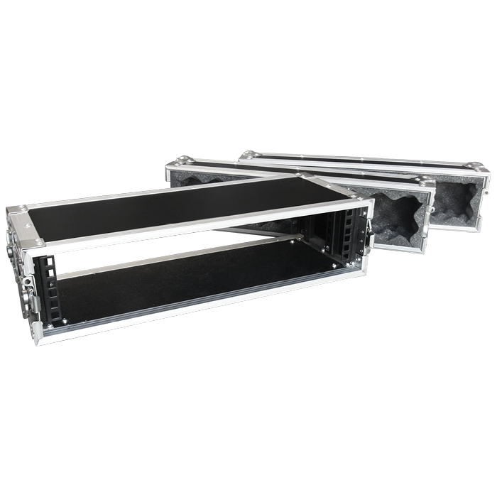 2RU Standard 19" Rack Mount Case; 200mmD (excluding Covers) - Black