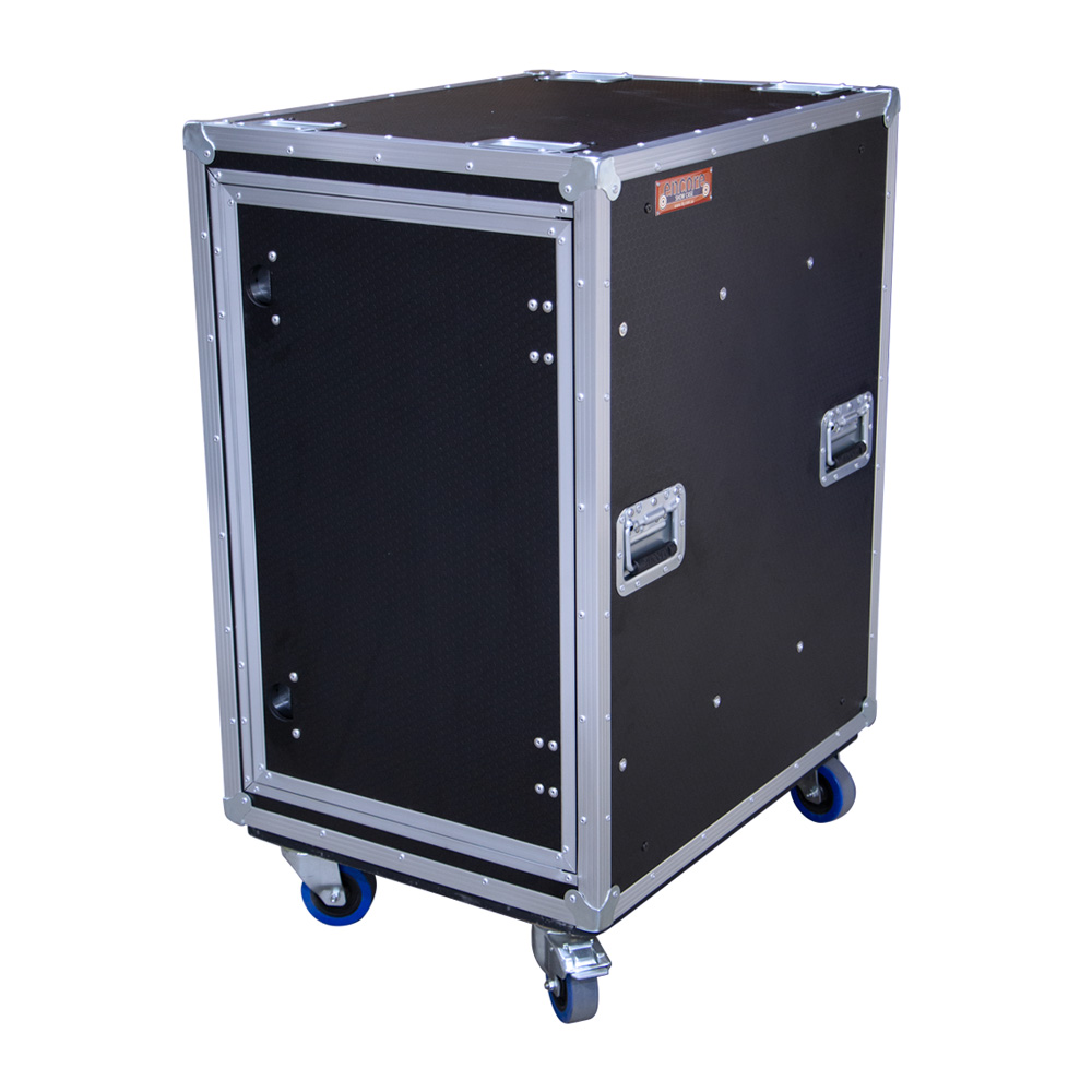 18RU Anti-Vibration 19" Rack Mount Case with Slide-Away Doors & Castors; 790mmD - Black - Image 2