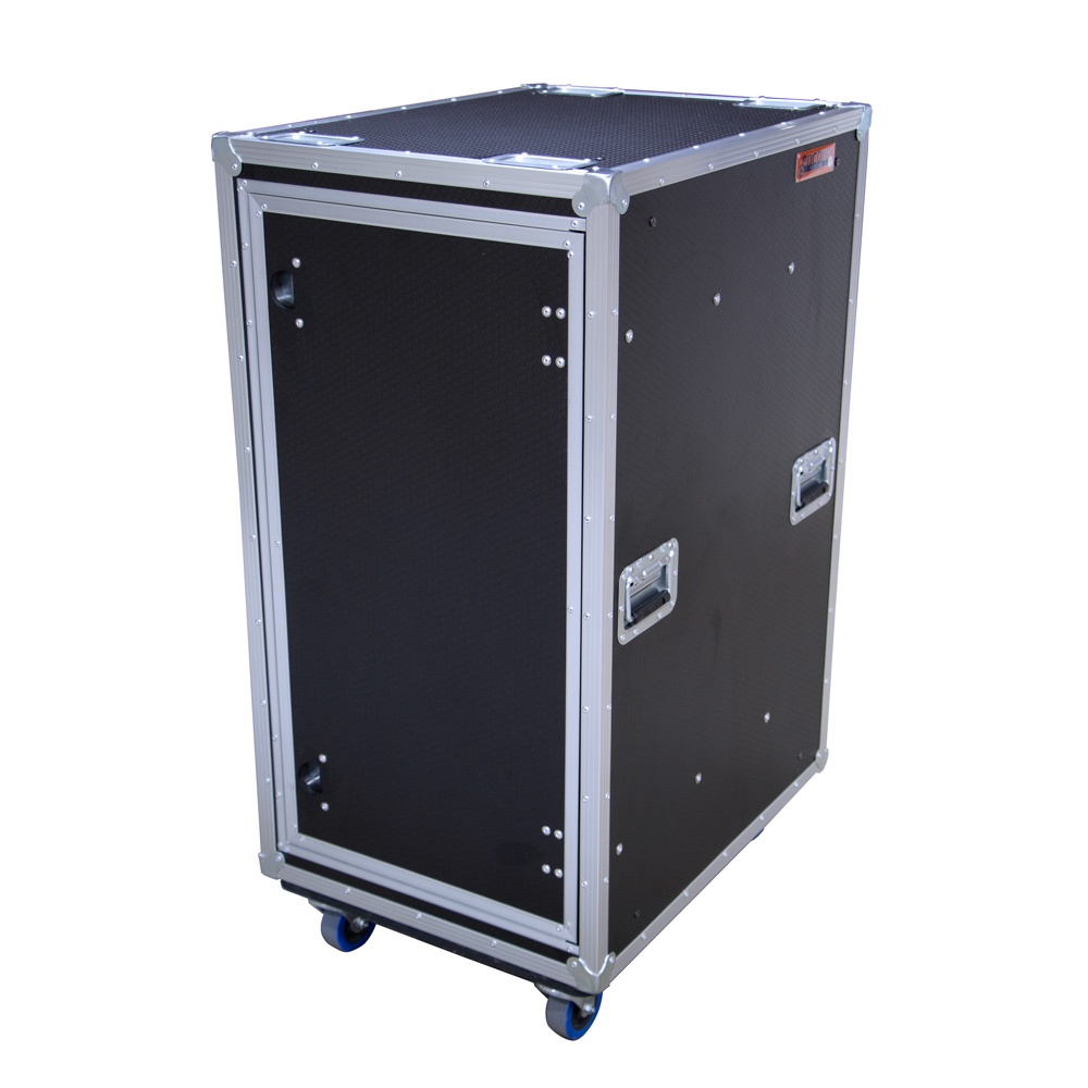 22RU Anti-Vibration 19" Rack Mount Case with Slide-Away Doors & Castors; 790mmD - Black - Image 2