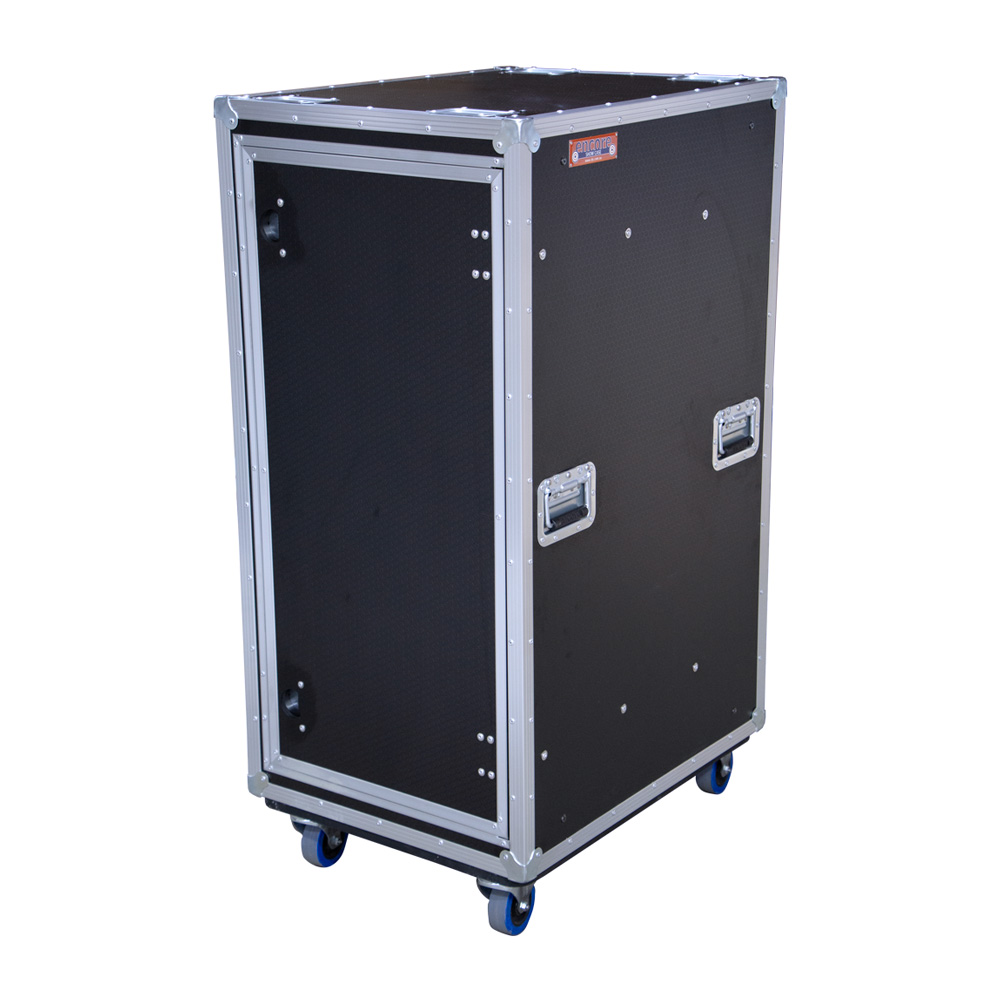 24RU Anti-Vibration 19" Rack Mount Case with Slide-Away Doors & Castors; 790mmD - Black - Image 2