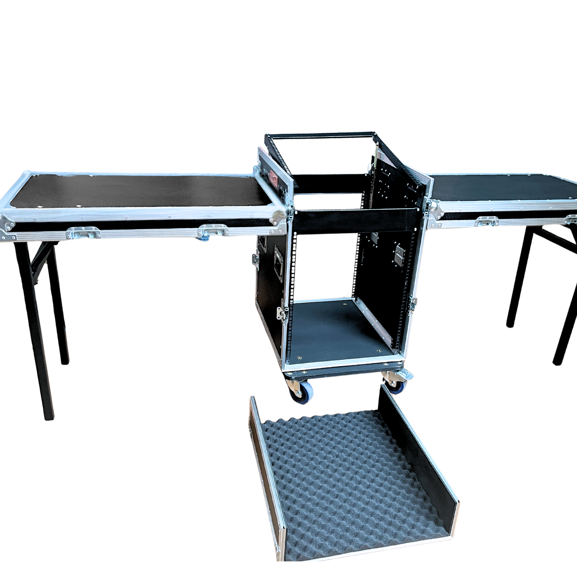 12RU Standard Combination 19" Rack Mount Case with Side-Mount Benches