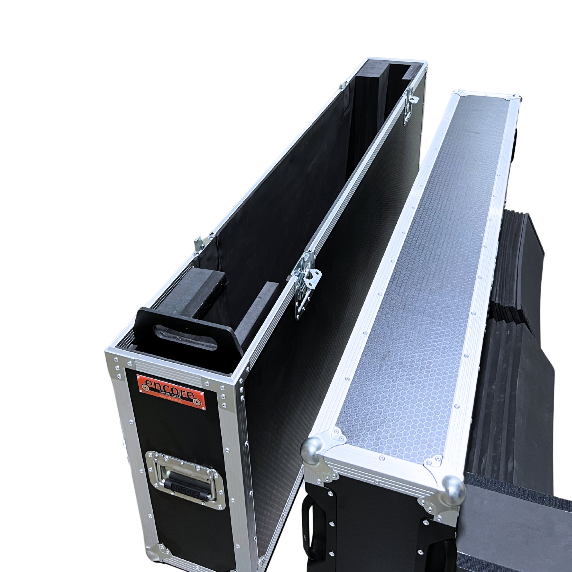 Adjustable 65"-75" Slimline Screen Road Case with Corner Castors - Black - Image 3