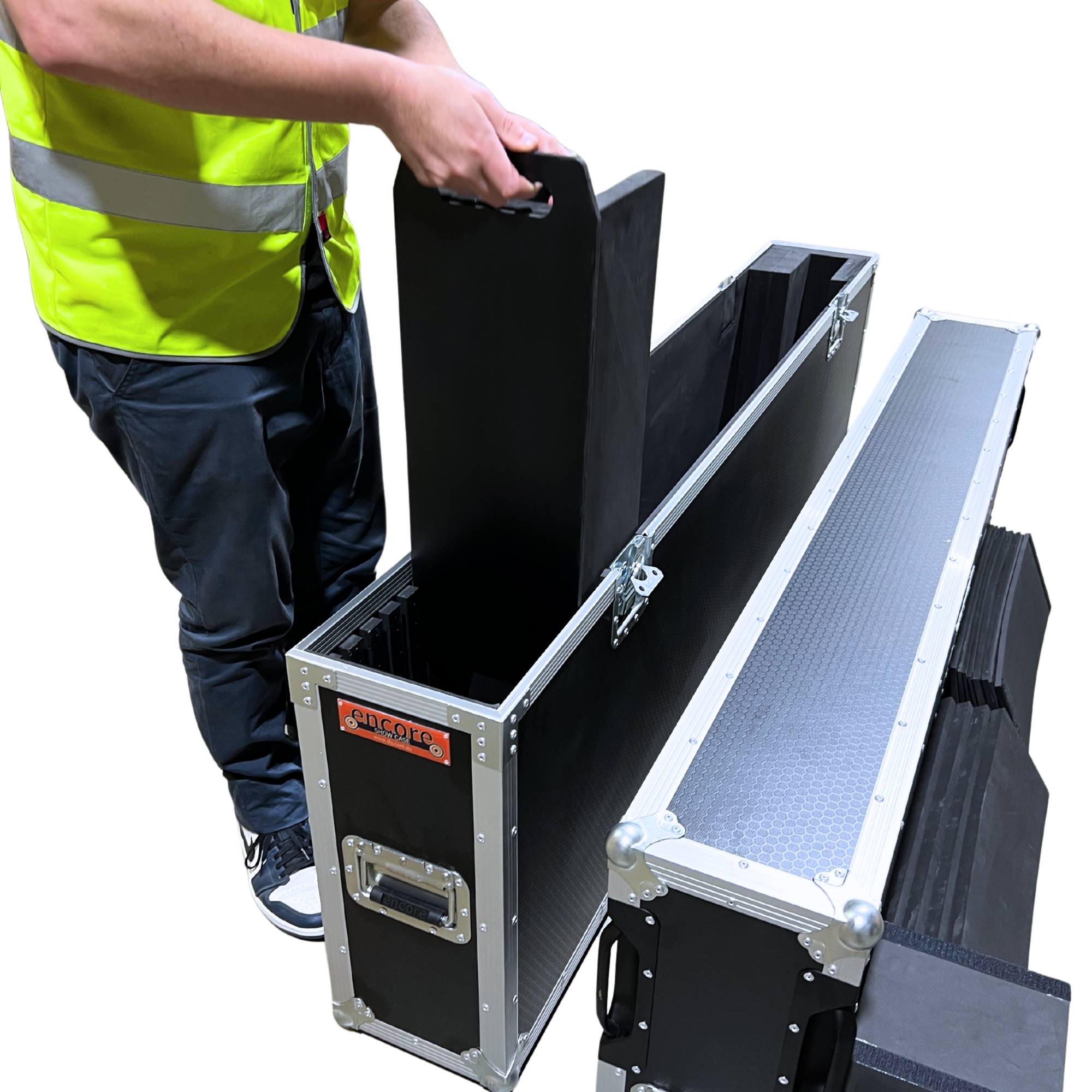 Adjustable 65"-75" Slimline Screen Road Case with Corner Castors - Black - Image 5