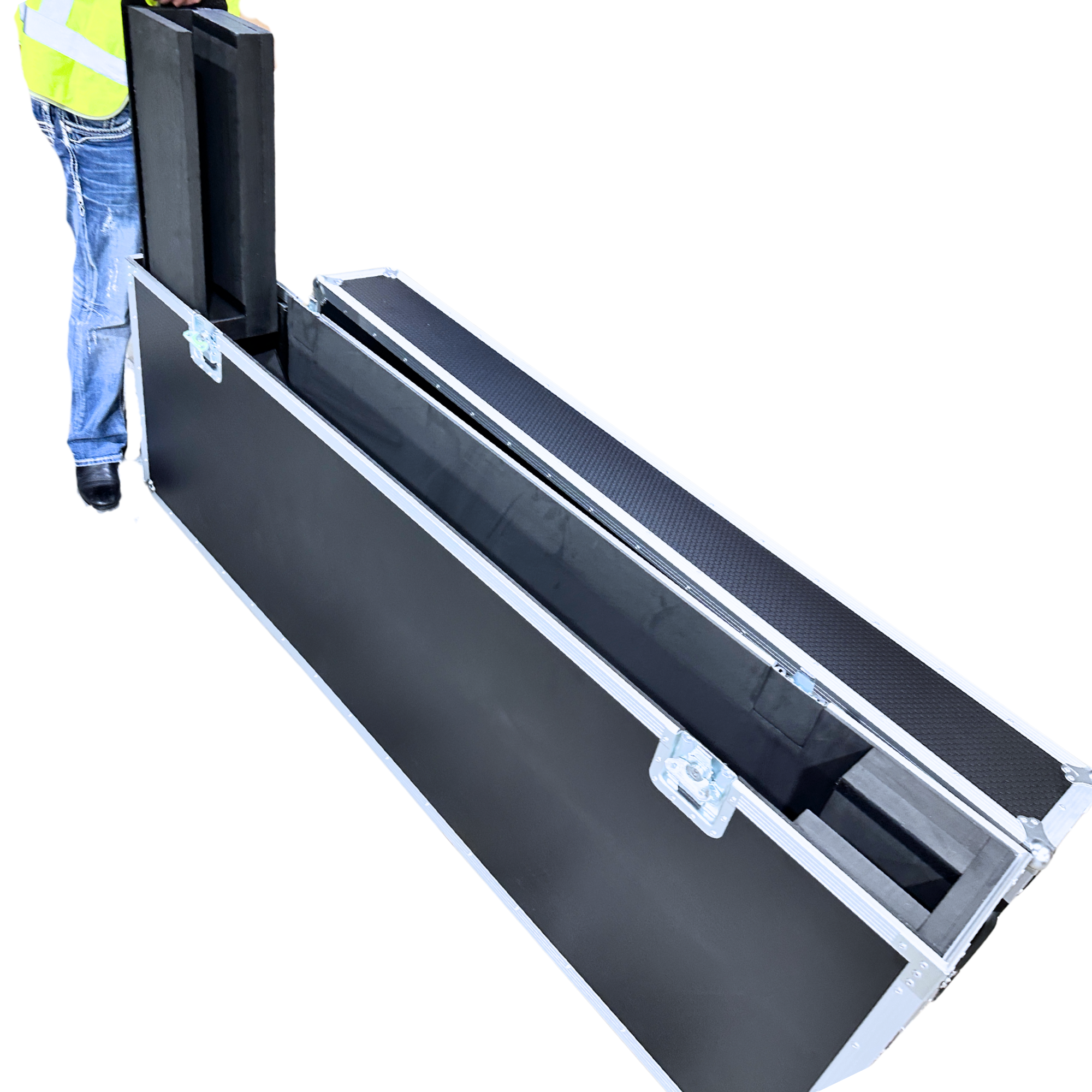 Adjustable 75"-85" Slimline Screen Road Case with Corner Castors - Black - Image 5