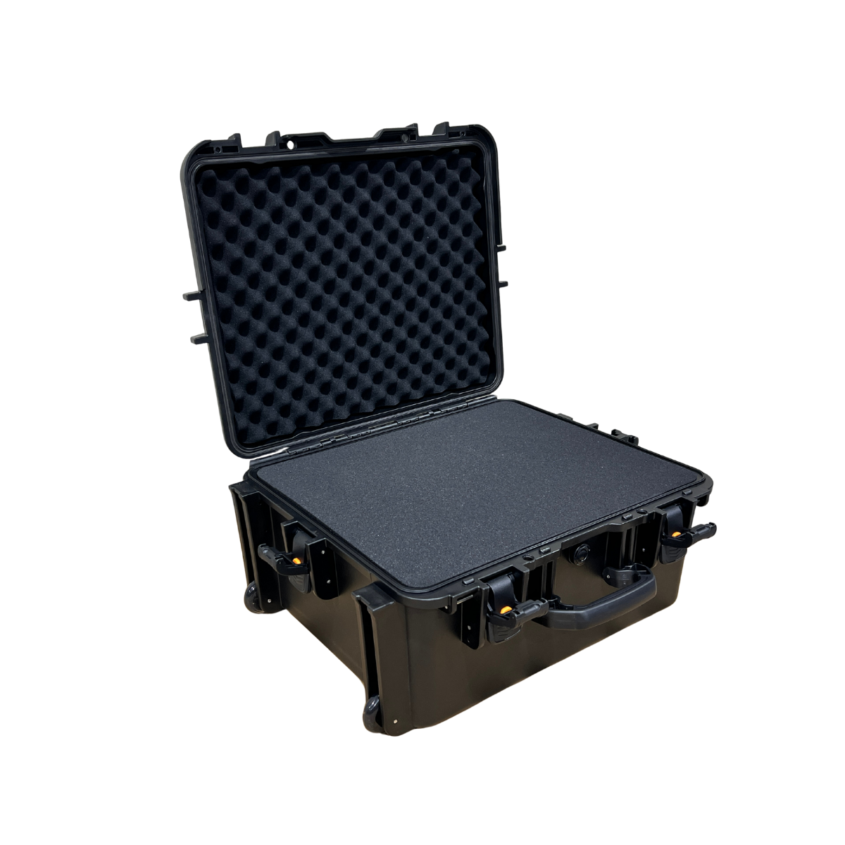 Gazza Bravo BV-584726 IP67 waterproof hard equipment case open showing Pick & Pluck foam insert and egg-crate lid foam